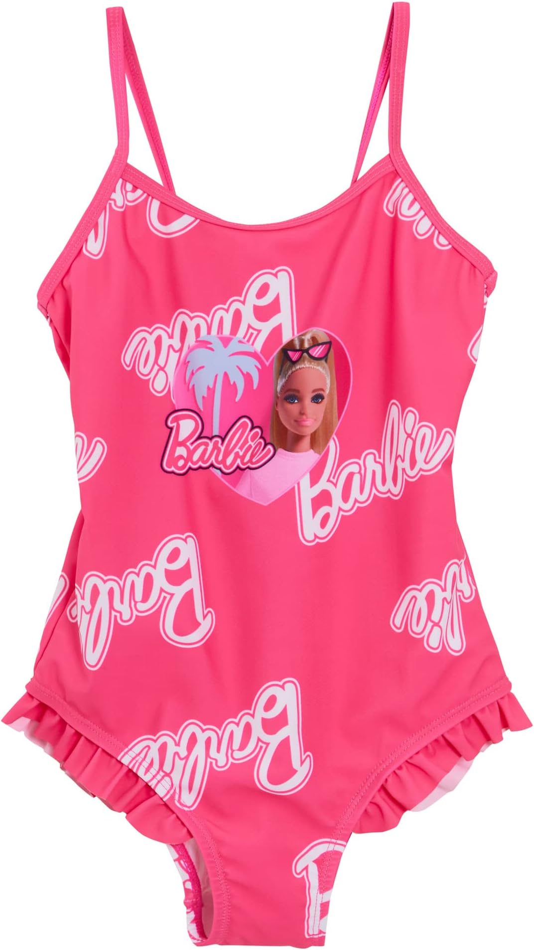 Barbie Girls Swimming Costume Kids Pink One Piece Swimsuit Beach Pool Swimwear