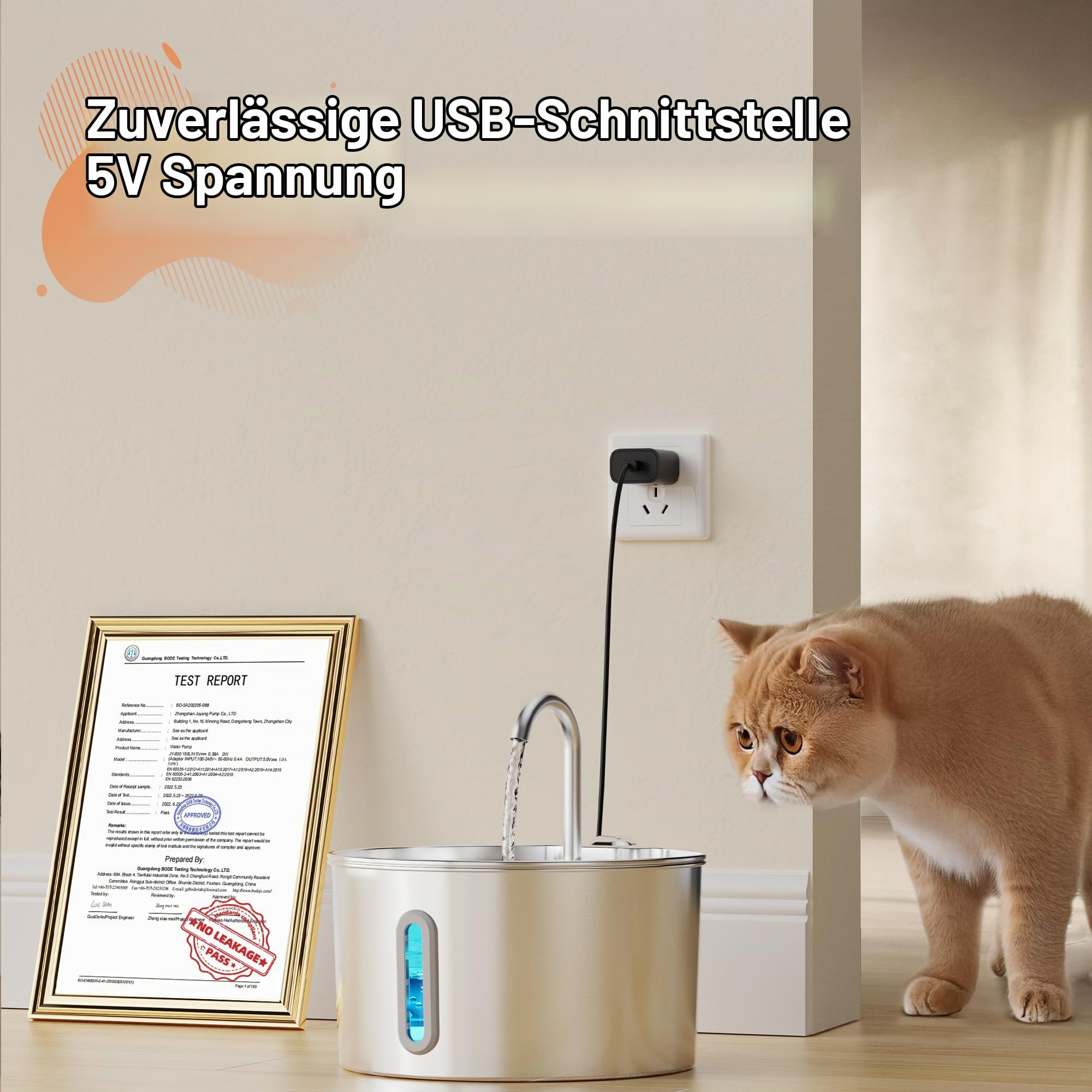 2,2 L Katzenbrunnen Edelstahl Trinkbrunnen für Katze 6 Filter + 3 Schwämme | Automatic Katzentrinkbrunnen mit Wasserstandsfenster, Wasserhahn, Ultra-Leise Pumpe, Haustierbrunnen für Kleine Hunde