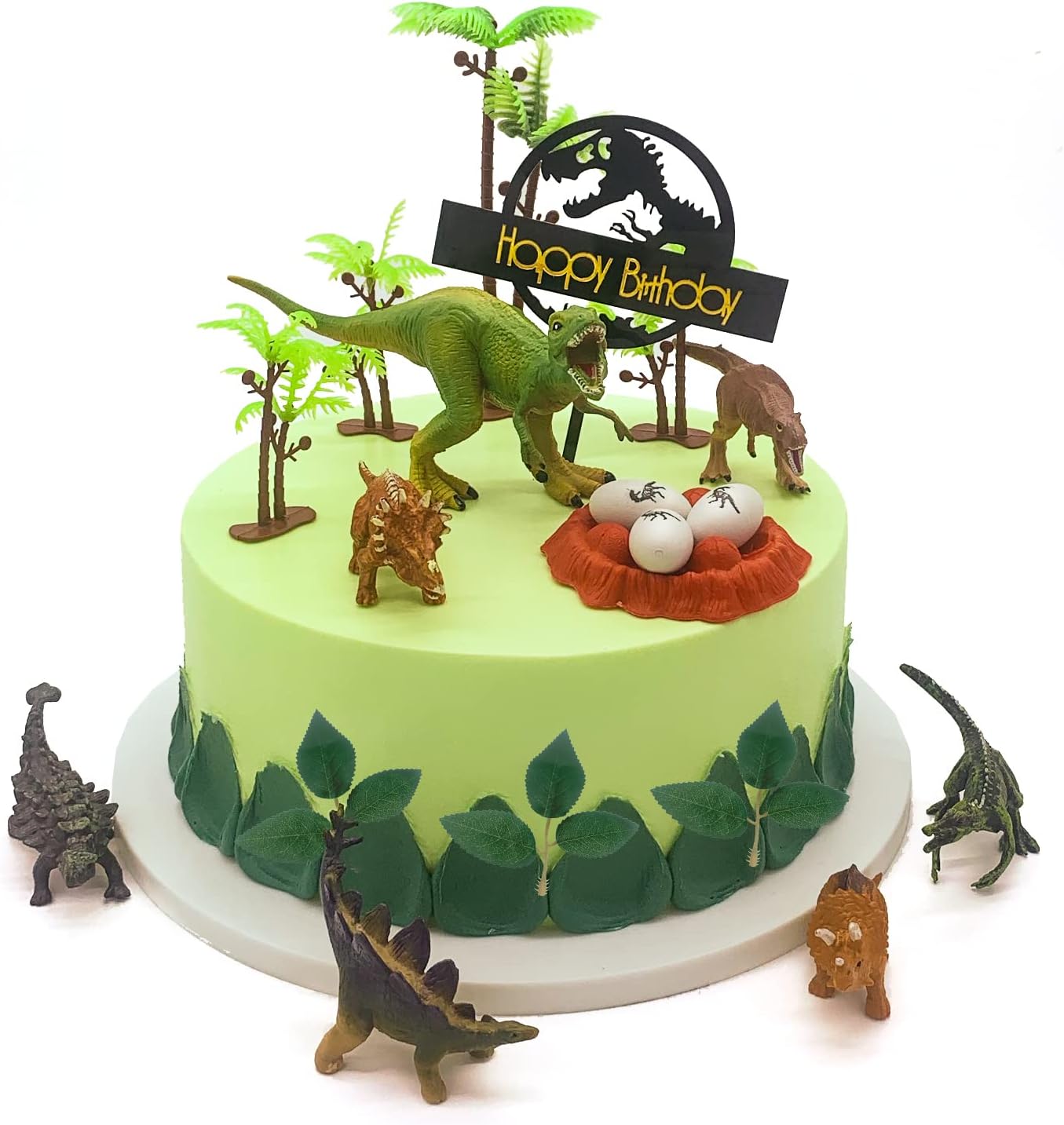 22PCS Dinosaur Cake Topper with Eggs Trees Dinosaur Toppers Birthday Party Cake Decorations Baby Shower Theme Party Decor
