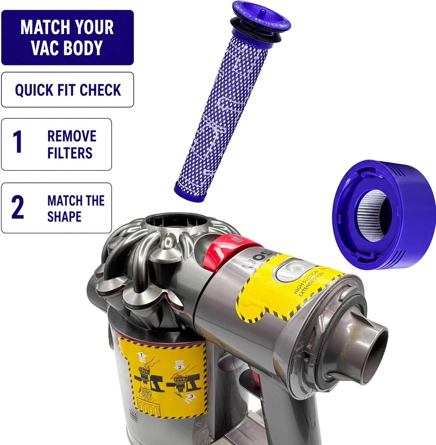 Brush Roll Bar & 2 Filter Sets Compatible with Dyson V8 SV10 Cordless Vacuum, Replaces Brush 967485-01