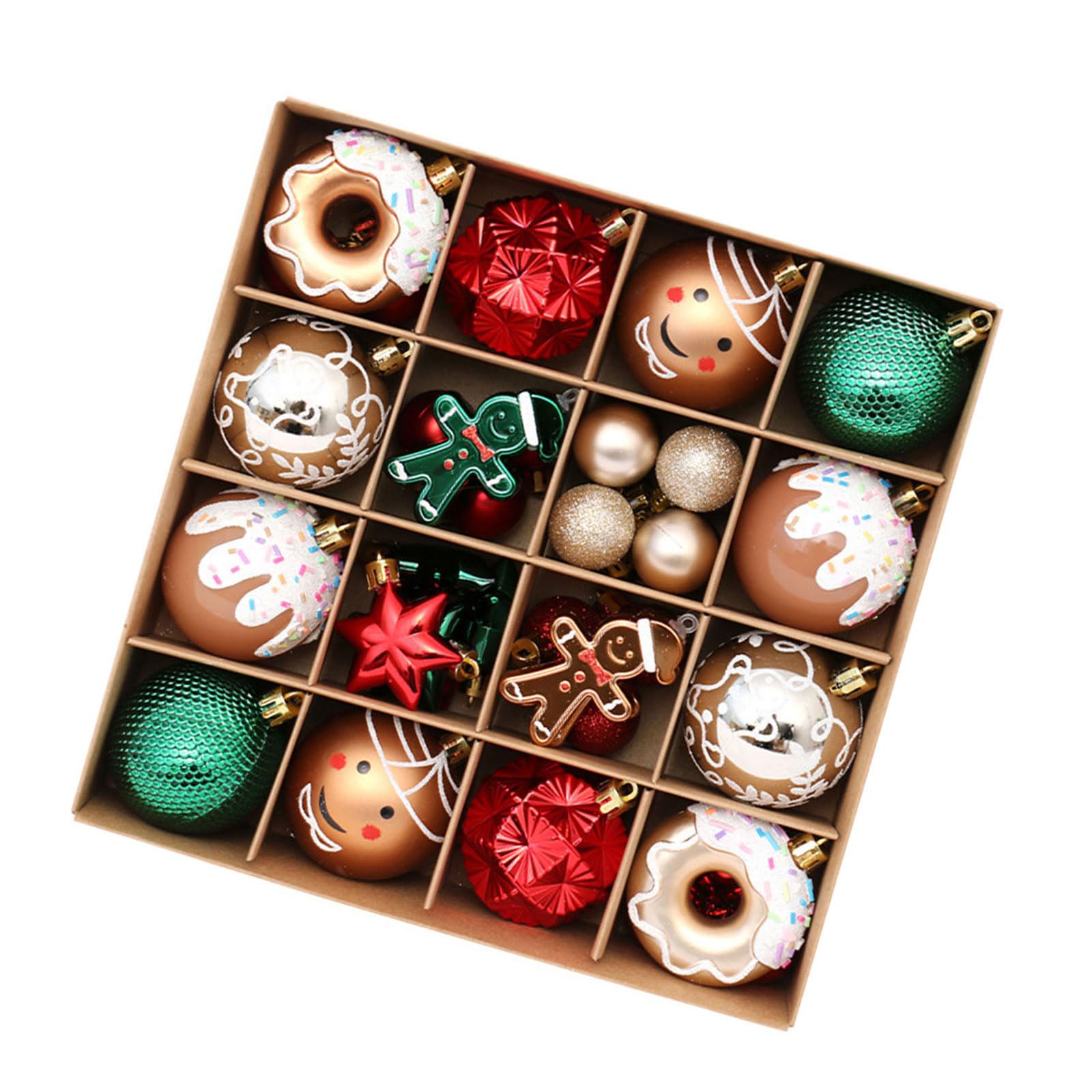 Buxuaaaa Red Green Gold 42Pcs Christmas Baubles For Christmas Tree Redness Green Golden Baubles Ornaments Ornaments Set