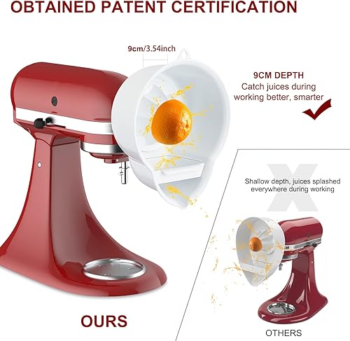 Miniatura 5 de Accesorio exprimidor para batidora de pie Kitchenaid con escarificador de 2 tamaños, exprimidor para batidora de pie Kitchenaid, accesorios de