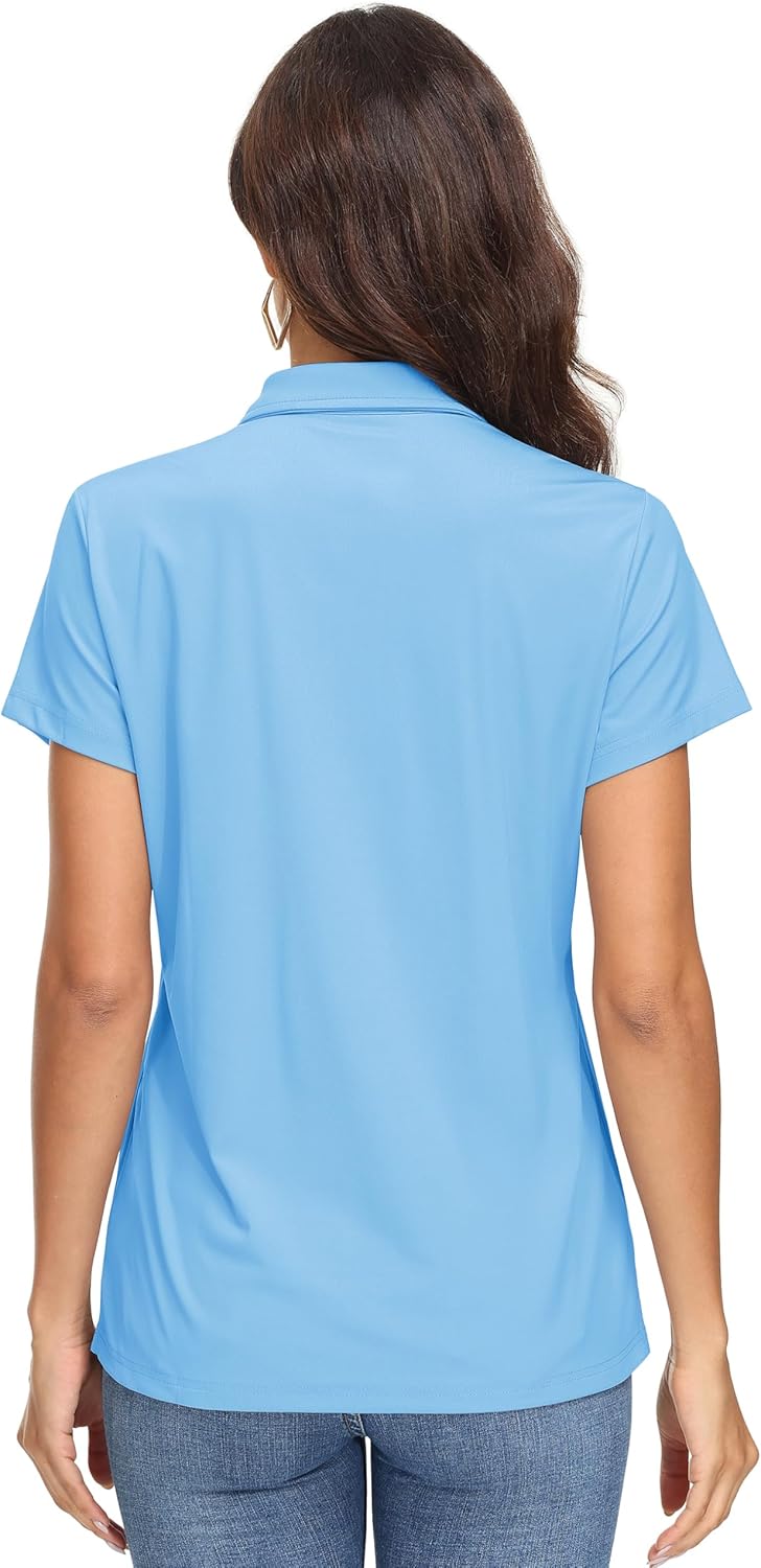 MAGCOMSEN Women's Polo Shirts UPF 50+ Sun Protection 4 Buttons Casual Work Quick Dry Short Sleeve Collared Golf Shirt - Image 4