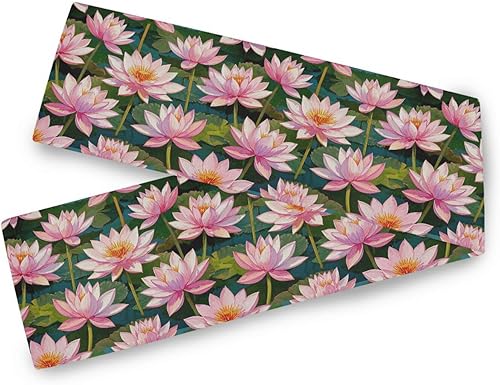 Camino de mesa decorativo con estampado de flores al óleo de oro rosa, 13 x 70 pulgadas, decoraciones de despedida de soltera, camino de mesa dorado