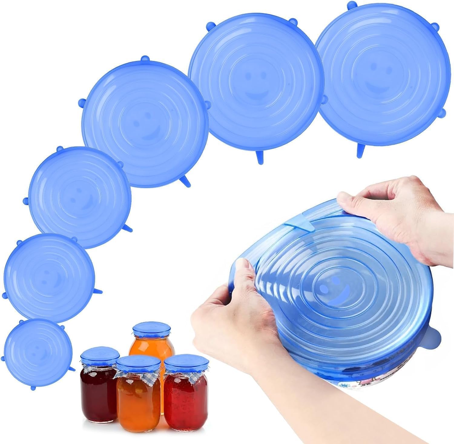12 X Silikon-Stretchdeckel 6,5 Cm – Wiederverwendbar, Dehnbar Bis 10 Cm, Für Gläser, Schüsseln & Tassen