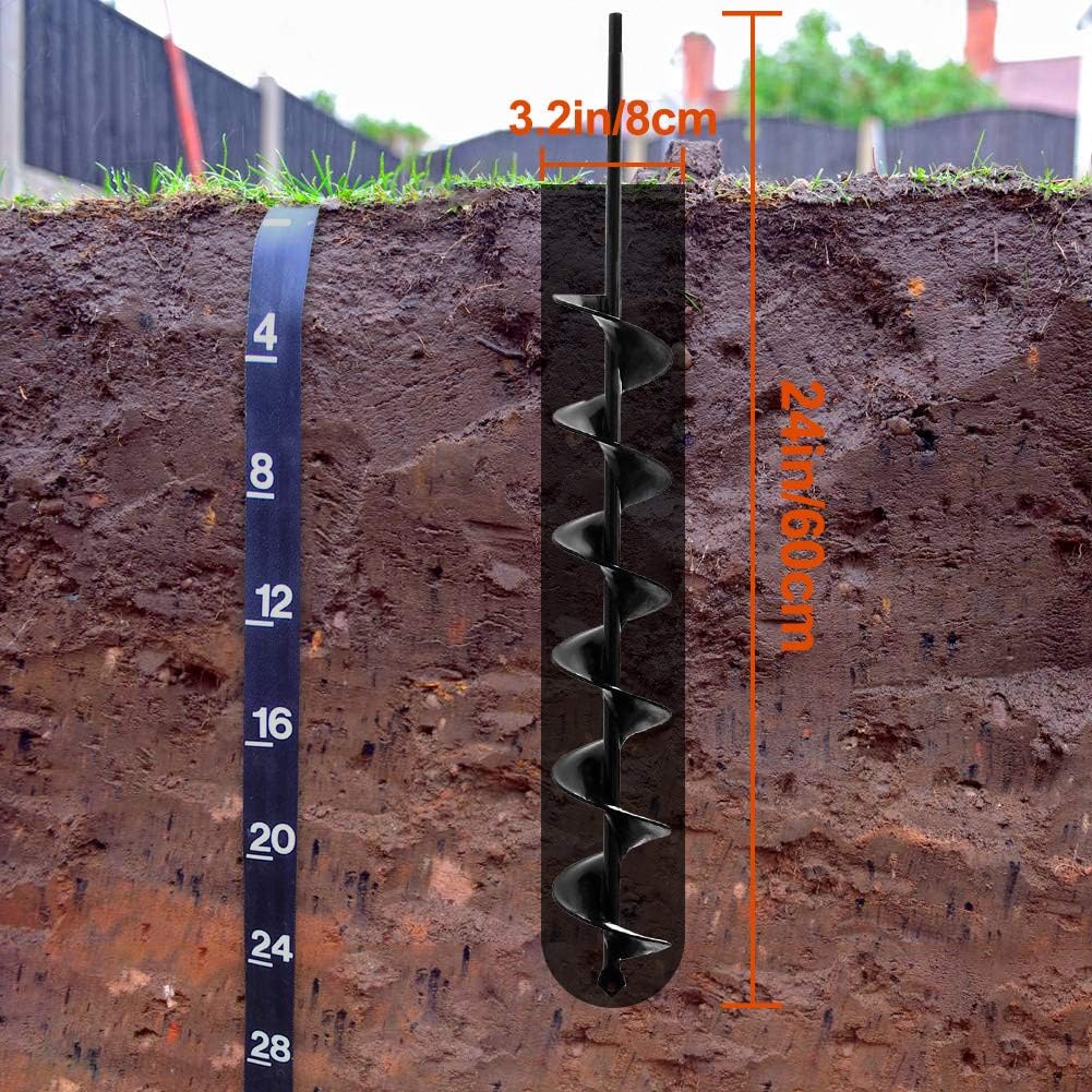 3 x 24 Inch Auger Drill Bit for Planting - Easy Planter Garden Auger - Bulb & Bedding Plant Augers - Post Hole Digger for 3/8” Hex Drive Drill : Tools & Home Improvement