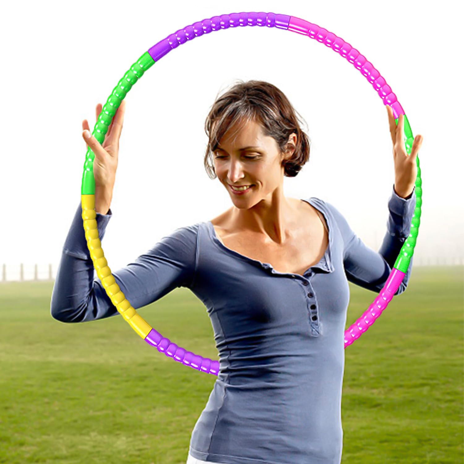 Hula Hoop Regolabile - Attrezzi da Fitness 7 Pezzi per Perdita di Peso, Accessori Rimovibili