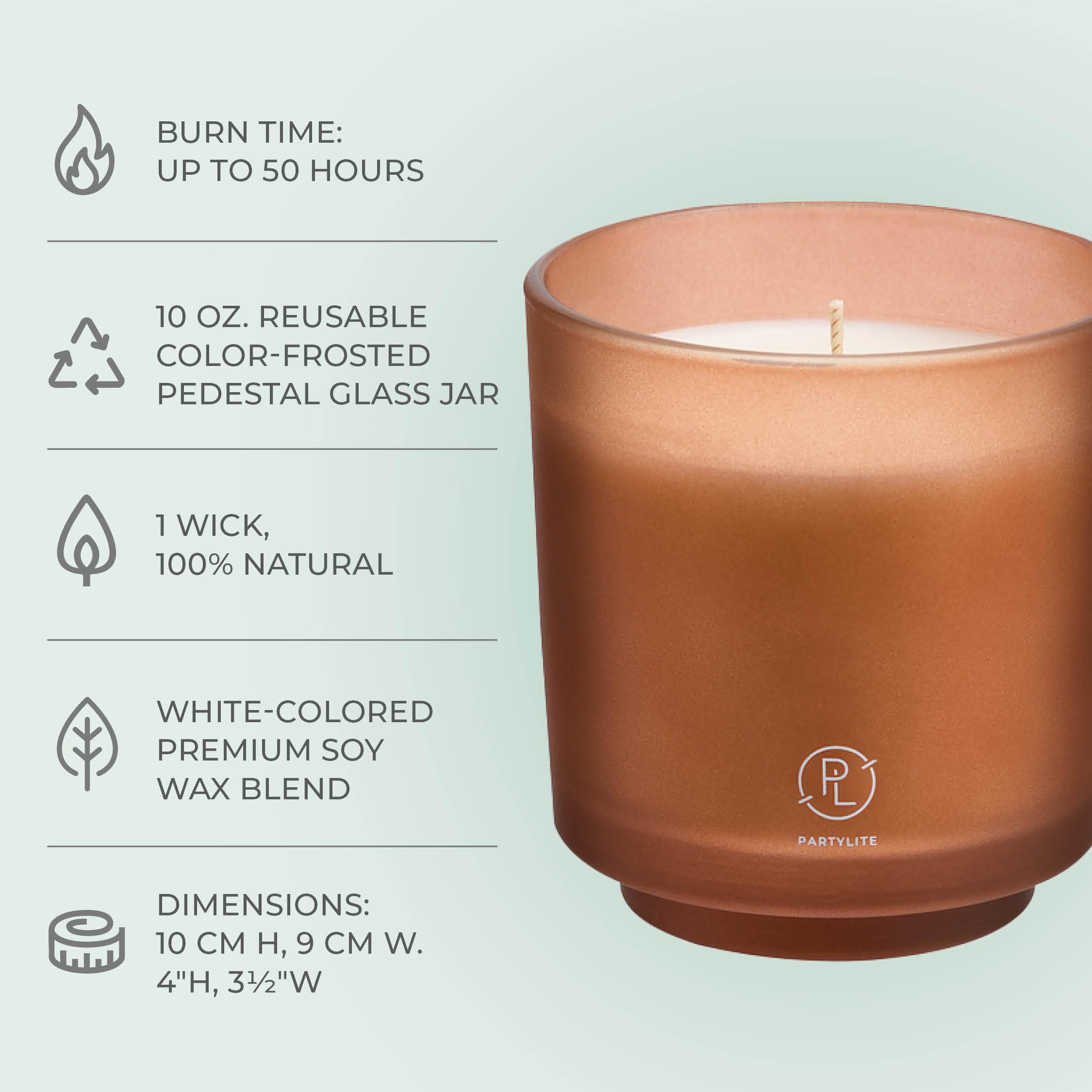 PartyLite Bougie parfumée rechargeable en pot, ambre et patchouli fumé avec parfum de lavande, aromathérapie à mèche unique avec 45 à 50 heures de combustion, idéale pour la décoration de la maison,