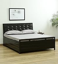 Torrik Metal King Size Bed With Storage | Wrought Iron King Size Cot With Hydraulic Storage| Double Bed King Size For Bedroom With Headboard & Footboard Without Mattress (75X72), Black