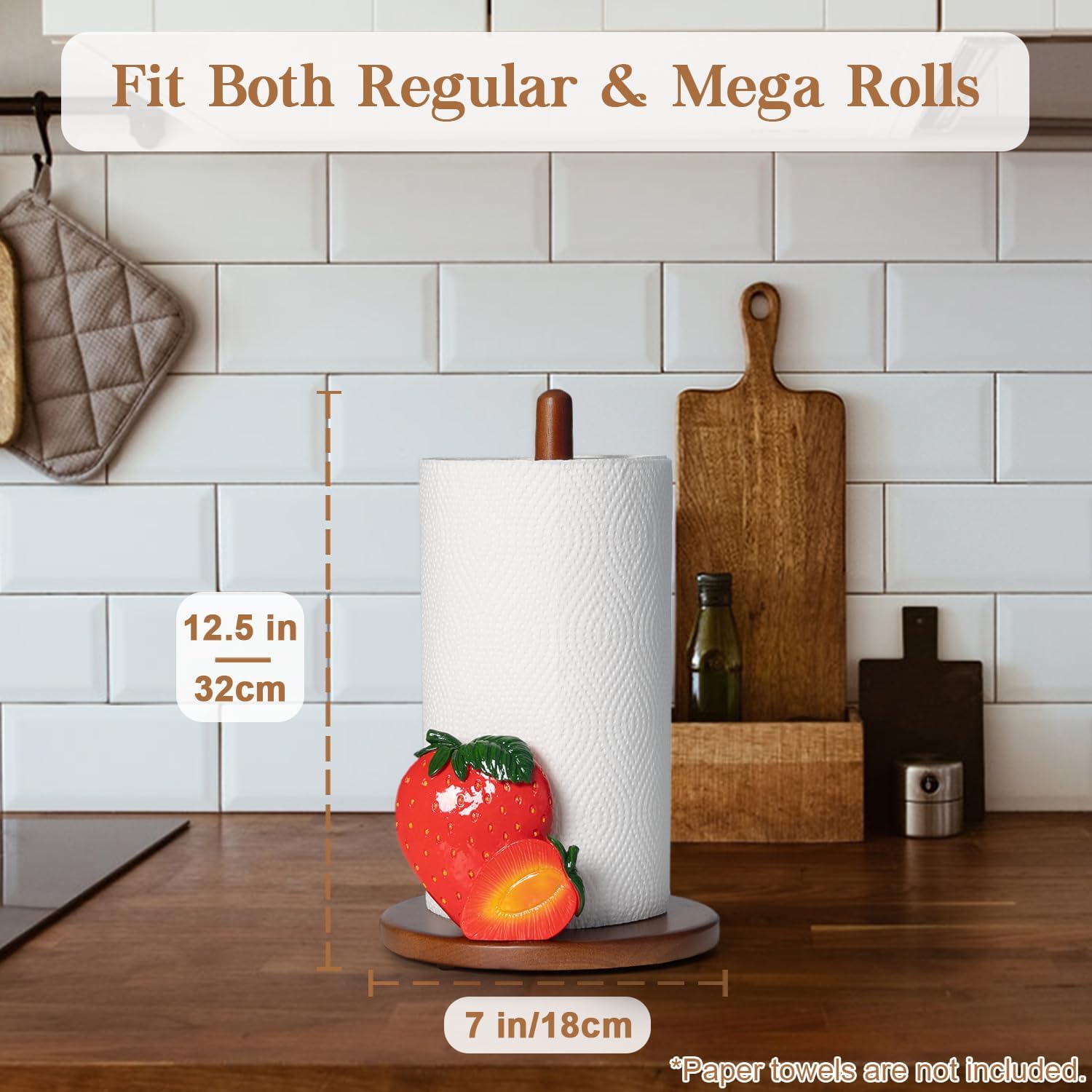 Strawberry Paper Towel Holder - Strawberr Kitchen Decor Accessories Cute Kitchen Decorations Gifts for Women Decorative Paper Towels Holder Stand Country Rustic Farmhouse Decor Counter House Vintage