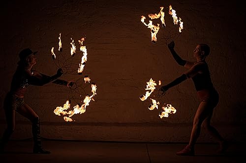 Miniatura 6 de Fire Fans  Estilo de telaraña  5 mechas  Cabezas Kevlar MoonBlaze tejidas de 1.5 pulgadas  Juego de 2  Ligero  Flujo, Giratorio, Circo, Danza del