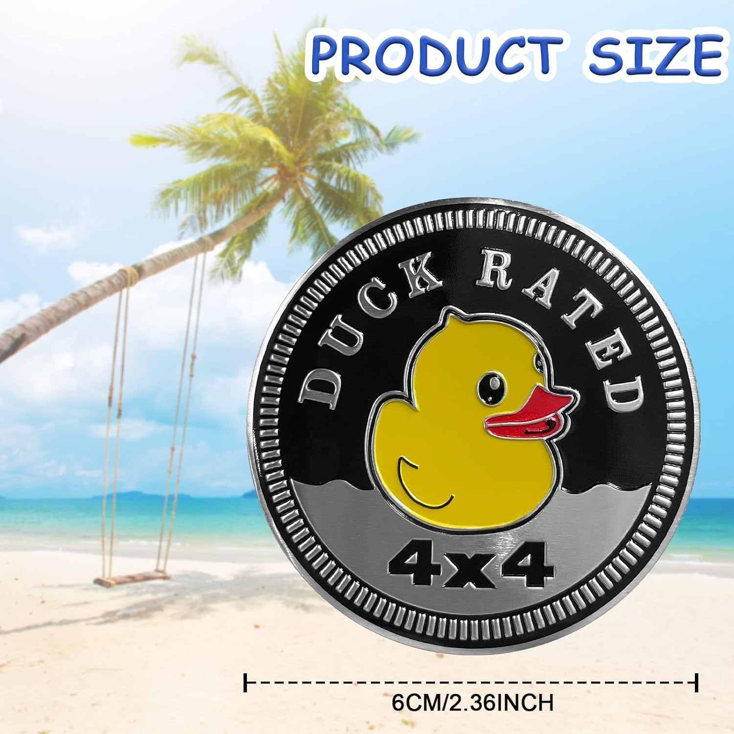 Duck Rated Autocollant rond en métal pour voiture Jeep Wrangler 3D en métal 4 x 4 Jeep Autocollant décoratif pour moto, véhicule, pare-chocs, camions
