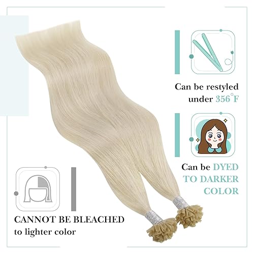 Miniatura 5 de YoungSee U Tips - Extensiones de cabello humano real, rubio con punta en U, extensiones de cabello real rubio platino, extensiones de cabello humano
