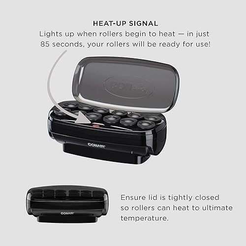 Miniatura 3 de Conair Rodillos calientes de cerámica de 1 12 pulgadas, súper clips incluidos, crea rizos grandes y flexibles, color negro, exclusivo de Tienda