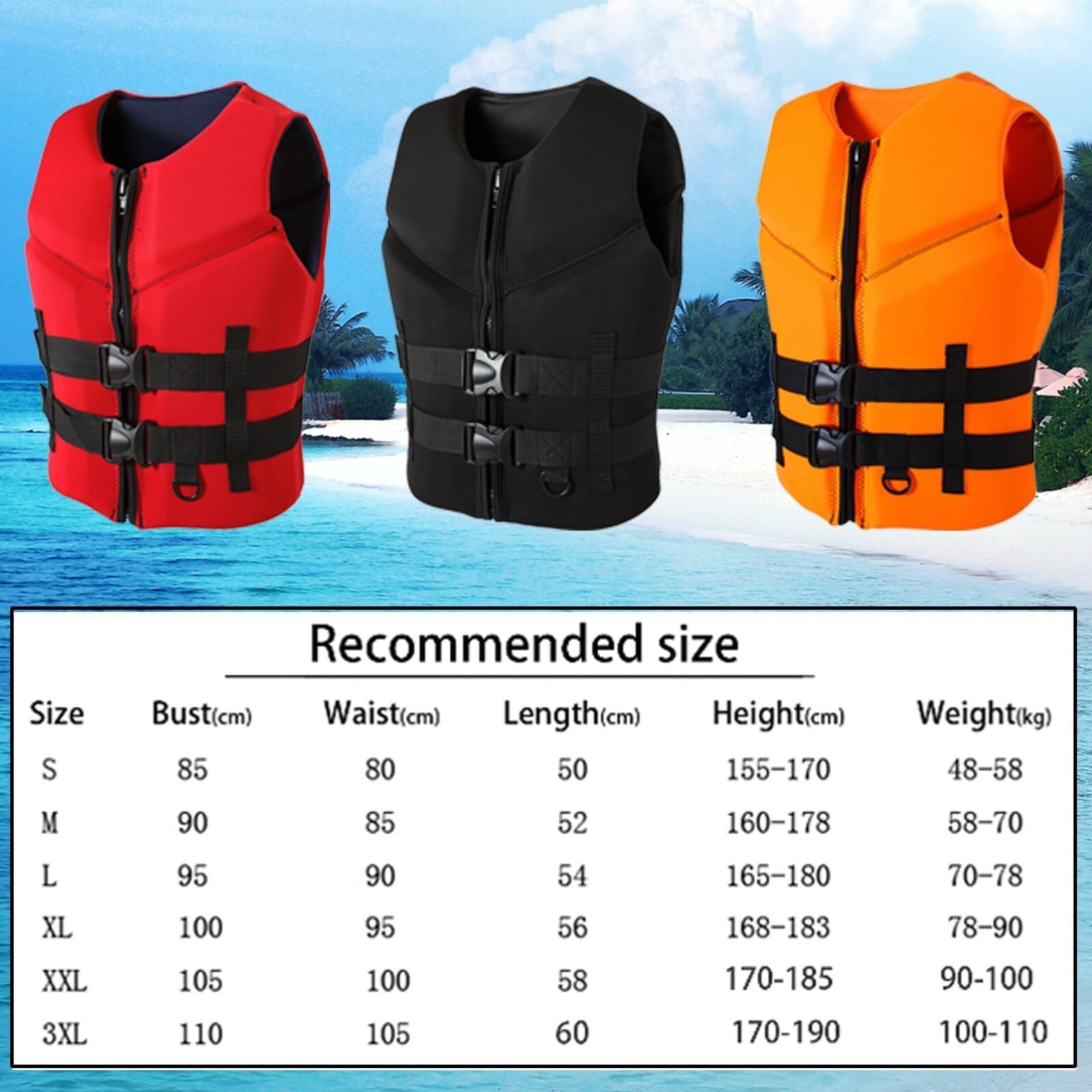 Gilet De Sauvetage Adulte Réglable Jusqu'à 100 Kg - Flottabilité Aide Débutants - Sport Nautique - Avec Sifflet