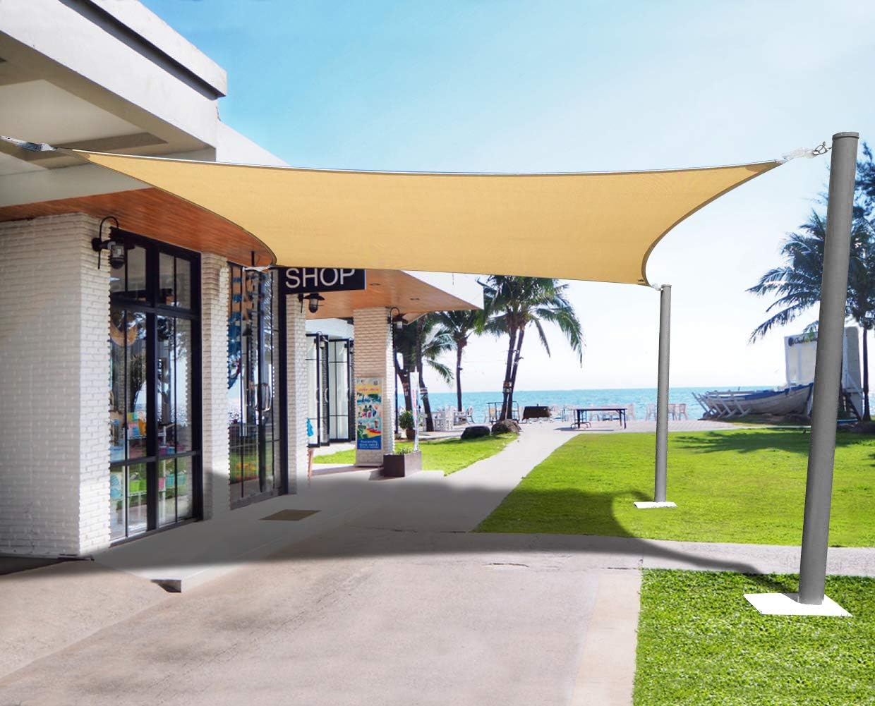 Sun Shade Sail Rectangle UV Block for Patio Garden Yard Canopy Store Outdoors - 8x12 feet