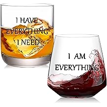 I Have Everything I Need I Am Everything Drinking Set of 2, Wedding Gifts for Couples, Bridal Shower Gifts, Mr and Mrs Gift, Anniversary, Engagement Couple Drinking Glass for Him Her