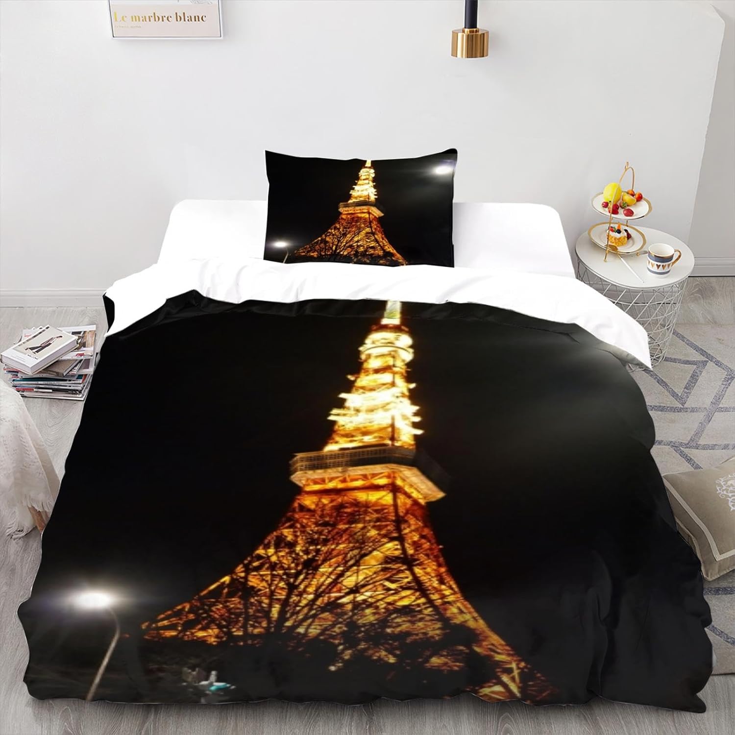 flapperons Tokyo Tower 3D Bedding Set, Printed Duvet Covers Sets with Pillowcases, Bedding for