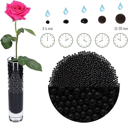 Miniatura 2 de 100,000 cuentas de gel de agua negra, cuentas de agua para jarrones, bolas de gelatina de gel de relleno de jarrón, rellenos de jarrón para perlas
