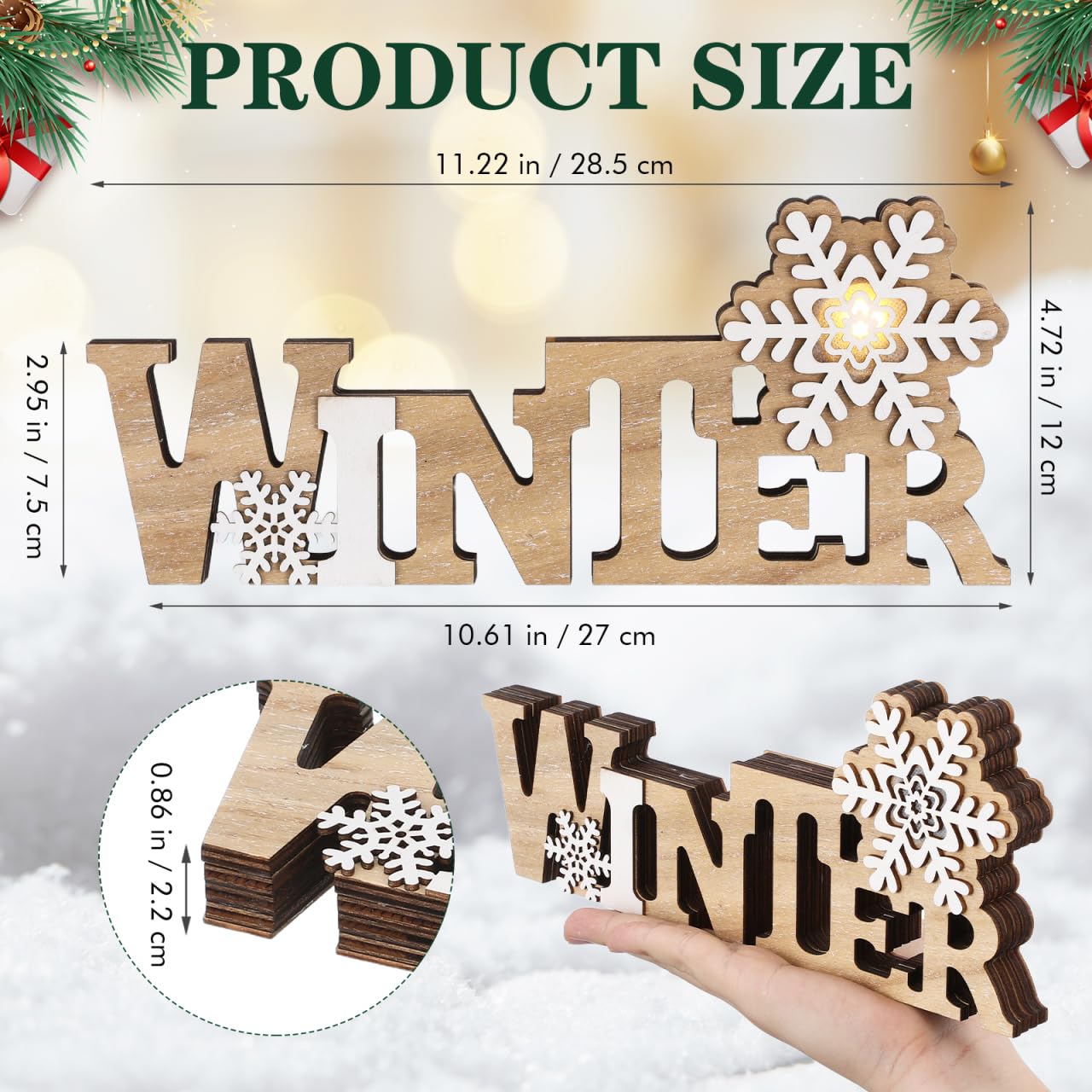 Cornice natalizia in legno con pupazzo di neve e pupazzo di neve, 13,9 x 8,8 cm, cornice per foto con pupazzo di neve, decorazione per la casa, cornice per personalità
