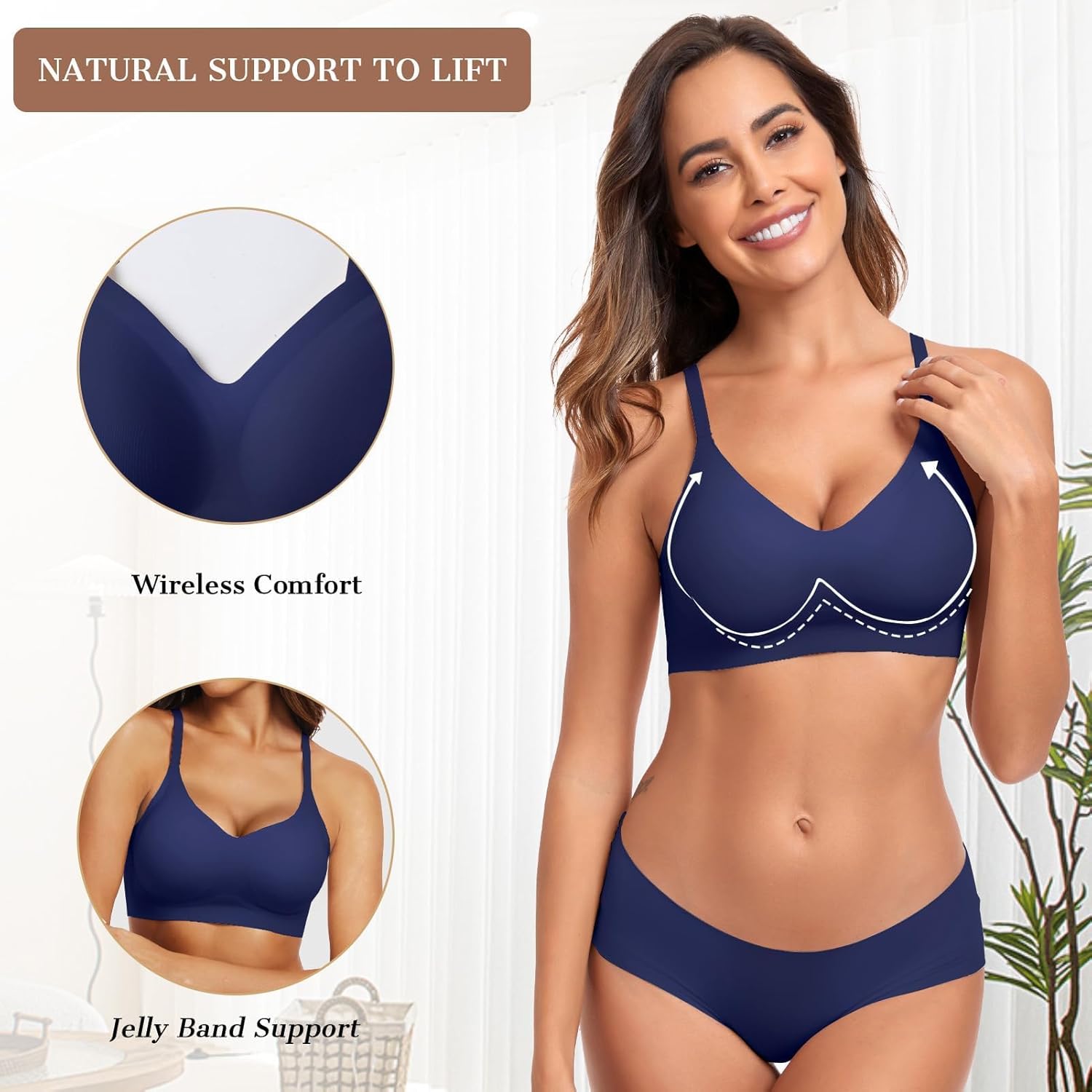 OEAK Womens Wireless Jelly Bras Comfortable Push Up Bra No Underwire Gel Bra Full Support Lift Everyday Seamless Tshirt Bras thumbnail