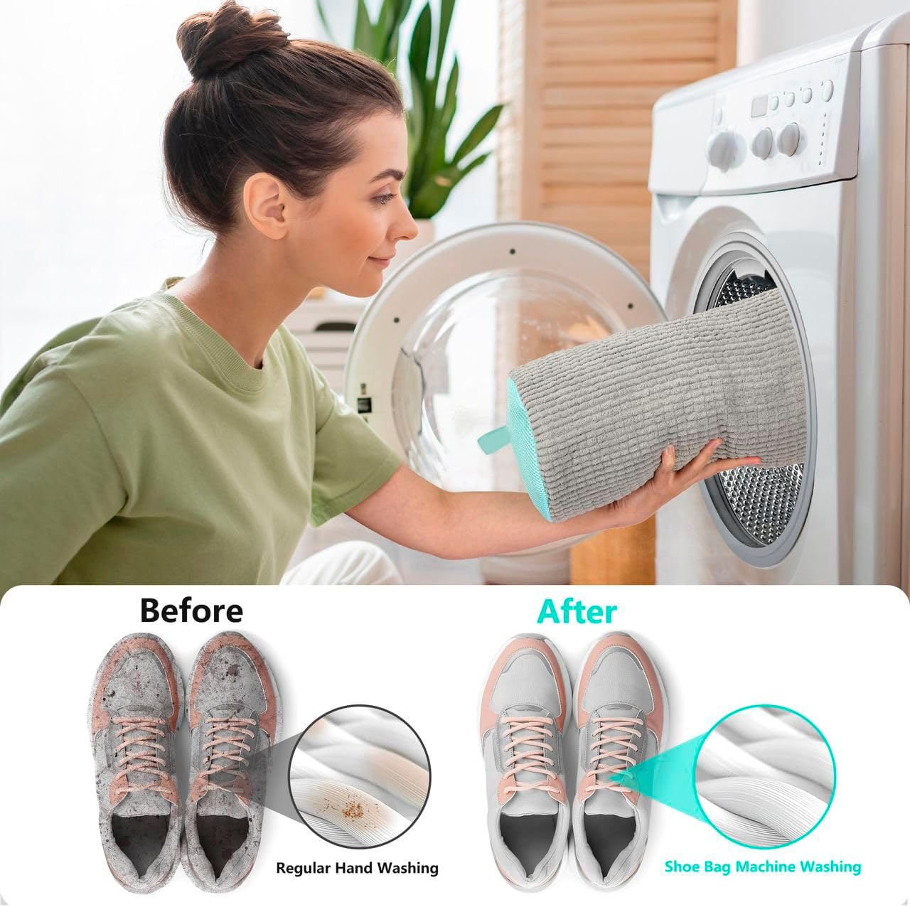 Shoe Bags for Washing Machine Kit with Adjustable Shoe Trees – Deep Clean Protection, Prevents Deformation, Ideal for Weekly Laundry, Sneaker Washing Machine Bag for Men & Women, Shoe Care Kit - Image 8