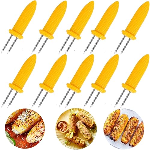 10 soportes para maíz  Brochetas de maíz en la mazorca, brochetas de acero inoxidable, brochetas de punta de maíz, herramienta de cocina para