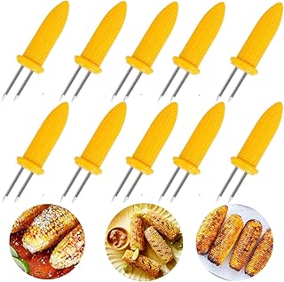 10PCS Corn Holders - Corn on The Cob Skewers,Stainless Steel Corn Fork Prong Skewers Kitchen Tool for BBQ Twin Prong Sweetcorn Holders Home Cooking Fork