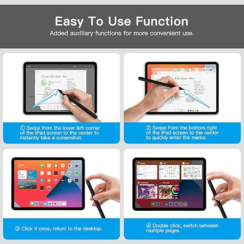 Miniatura 7 de GOOJODOQ - Lápiz óptico de carga inalámbrica para iPad, lápiz GD13 iPad de 2 generación con rechazo de palma inclinable y Bluetooth magnético,
