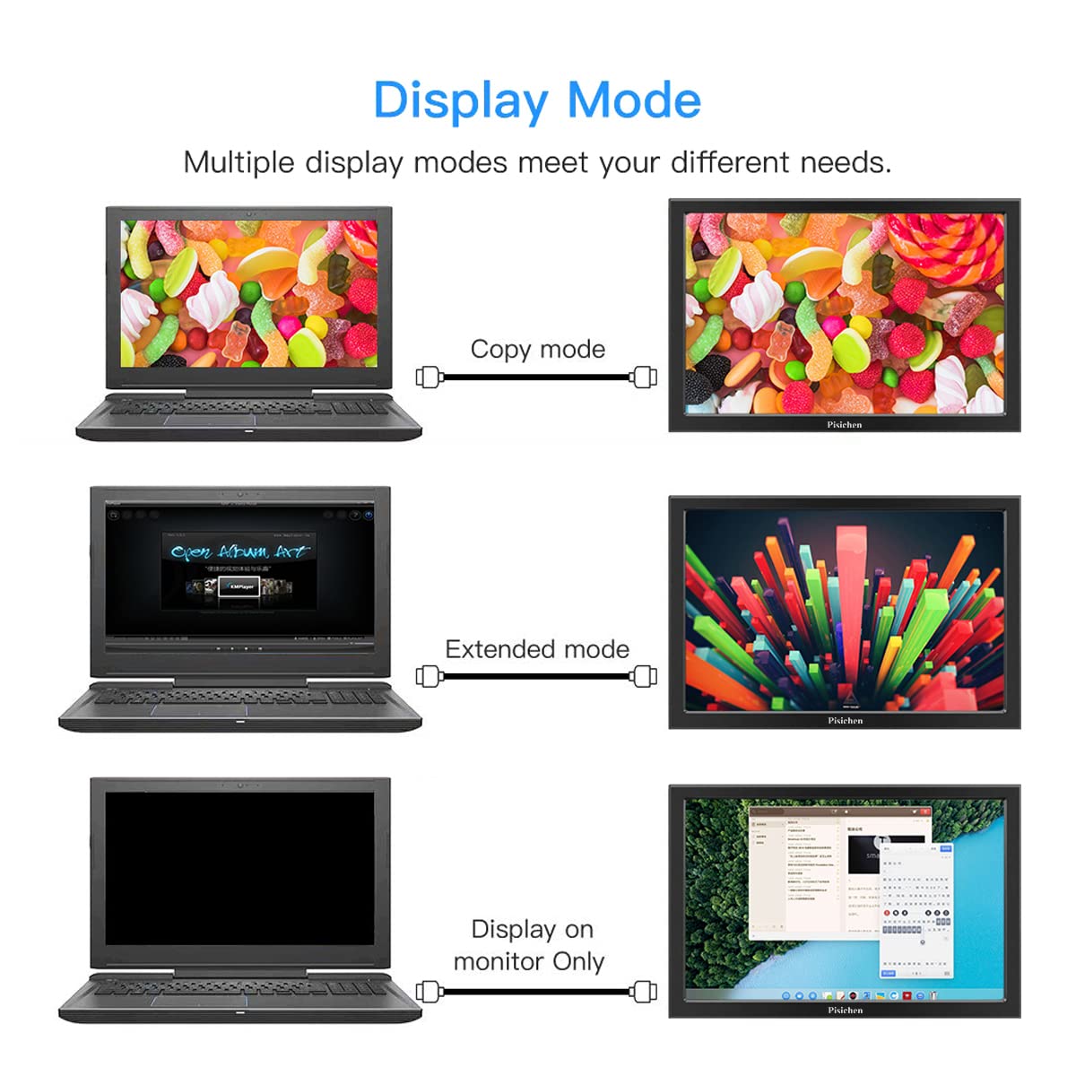 Pisichen 15,6 Zoll Touchscreen Tragbarer Monitor, USB-C HDR FHD 1920x1080P Portable Monitor Duale Lautsprecher, Externer Monitor mit HDMI Type-c für PC Phone PS4/5 Ras Pi