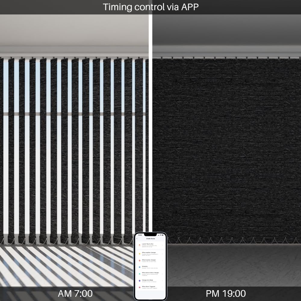 Blindify Vertical Blinds Compatible with Alexa Google Home, Blackout Sliding Door Blinds Smart Remote Control for Sliding Glass Door Customize (Black)