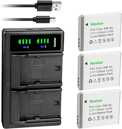 Miniatura 7 de Kastar Paquete de 2 baterías NB-6L y cargador USB LTD2 de repuesto para Canon PowerShot SX280 HS, PowerShot SX500 es, PowerShot SX510 HS, PowerShot