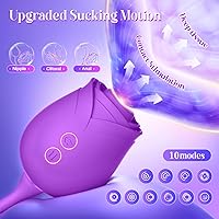 Vista 22 de Consolador vibrador juguetes sexuales para mujeres, juguete sexual MOOLIGIRL Rose con vibradores de punto G de empuje y 10 modos de succión
