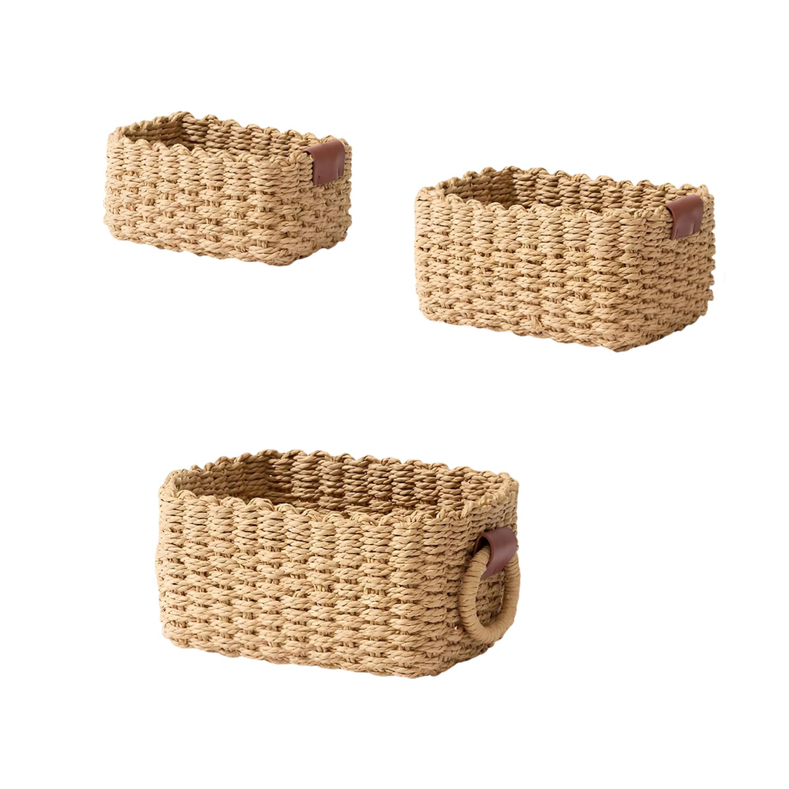 Multipurpose Handwoven Paper Fiber Basket Stylish Storage Bin for Living Room Bedroom Kitchen Supplies Paper Rope Storage Basket Natural Fiber Planner