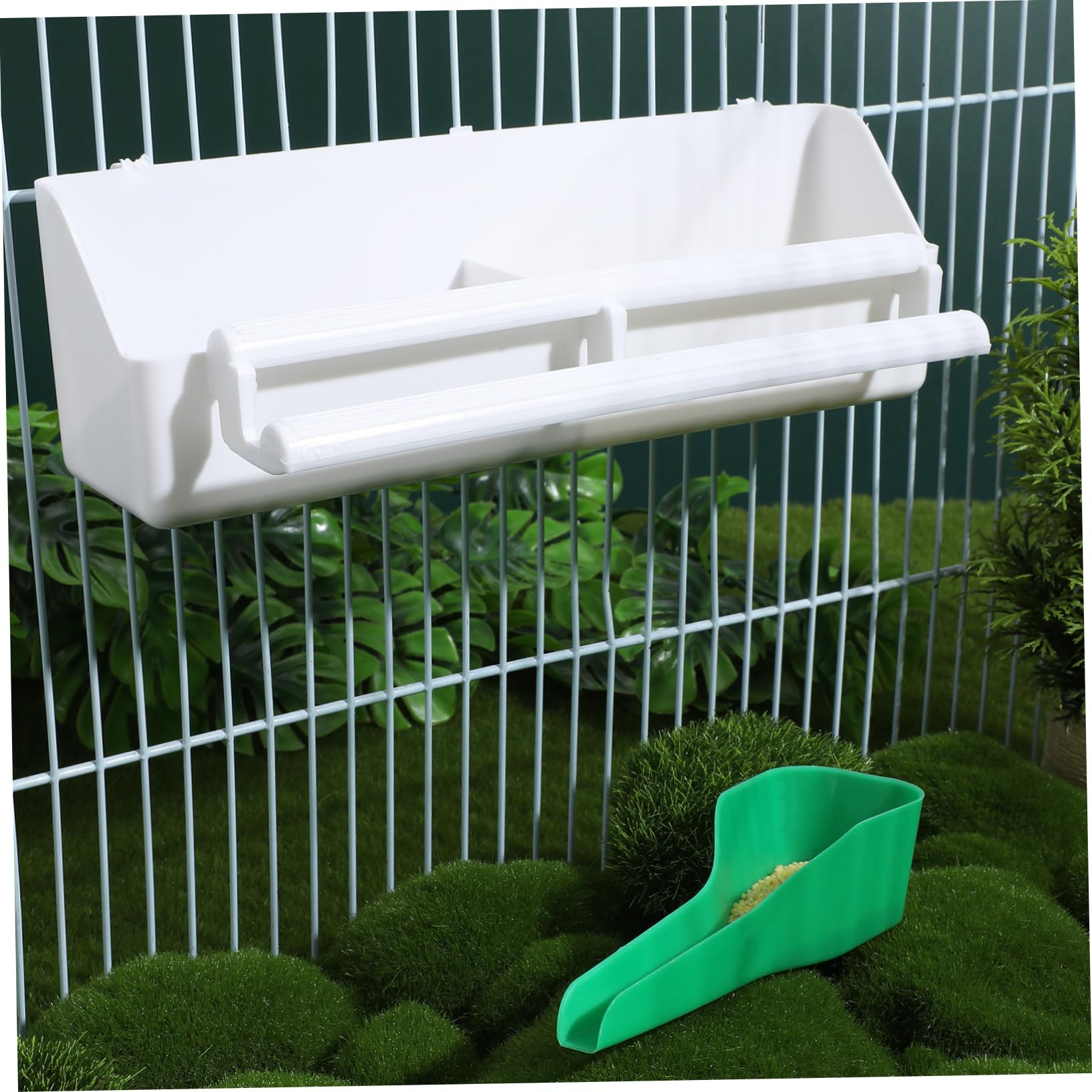 Kisangel 4 Juegos De Caja De Comida para Jaula Cuchara para Comida De Pájaros Jaulas para Pájaros Comederos para Dispensador De Agua Cuencos para a Comedero para