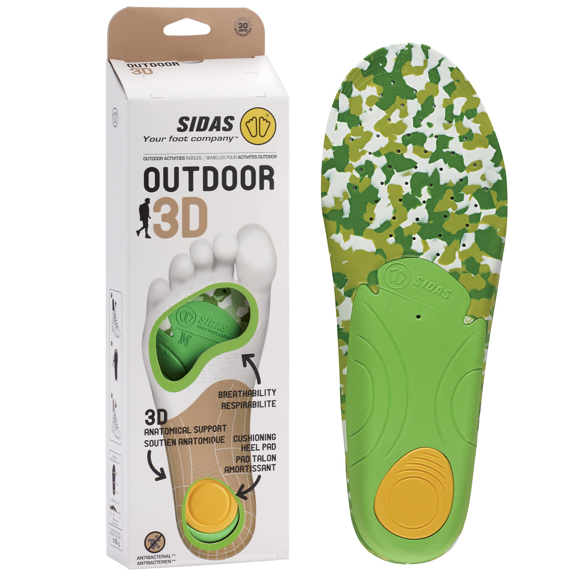 Sidas 3D Outdoor, Solette per escursionismo e camminata, Riduzione dell'affaticamento muscolare e dei dolori ai piedi, Comfort a lunga durata e traspirabilità ottimale, Per uomo e donna