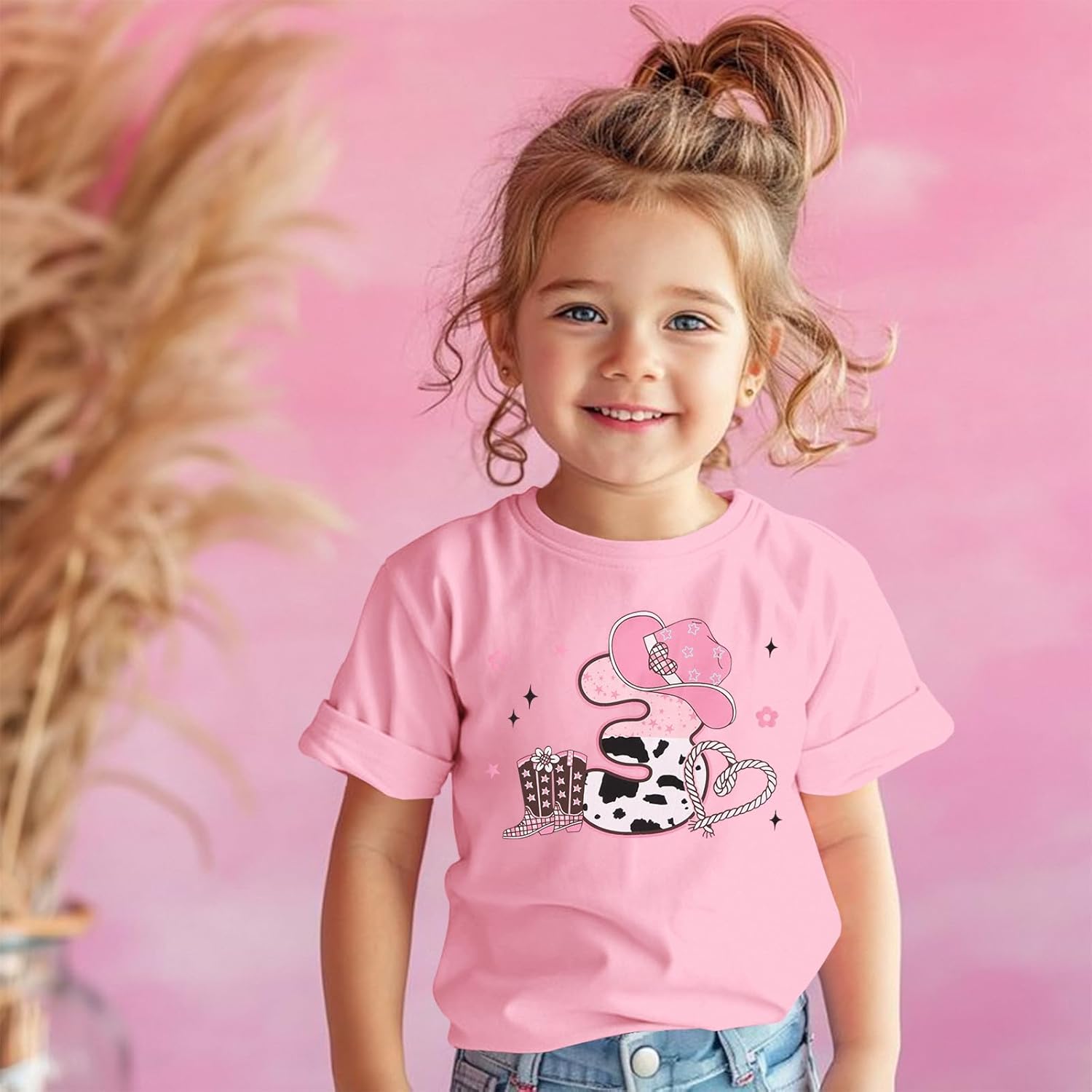 Toddler Girl Birthday Shirts Cowgirl Hat Birthday T-Shirt B-Day Party Outfit Western Retro Tees Cowgirls Summer Tops - Image 2