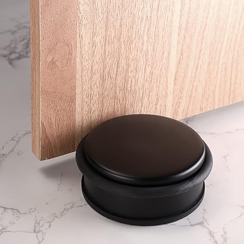 Miniatura 5 de Sumnacon Tope de puerta de piso resistente, sin taladros, topes de puerta de acero inoxidable duraderos con goma antideslizante, tope de puerta