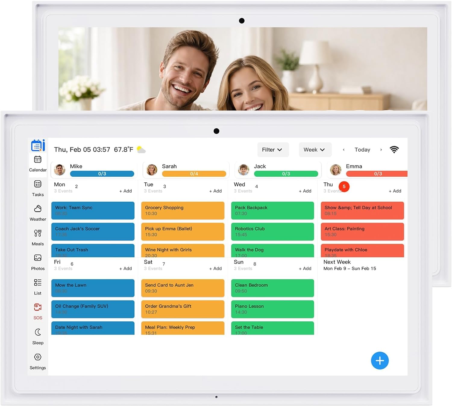 Digitaler Kalender Touchscreen, intelligenter elektronischer Familienkalender und digitaler Bilderrahmen – Digitaler Wandplaner mit Zeitplan, Aufgabendiagramm, Mahlzeitenplaner, Aufgaben, Wand- und