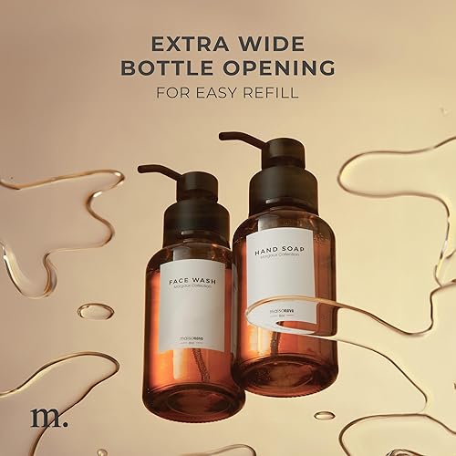 Miniatura 6 de MaisoNovo Dispensador de jabón espumoso de vidrio ámbar de 14 onzas con bomba de plástico negro + paquete mixto de 4 tabletas de repuesto de jabón