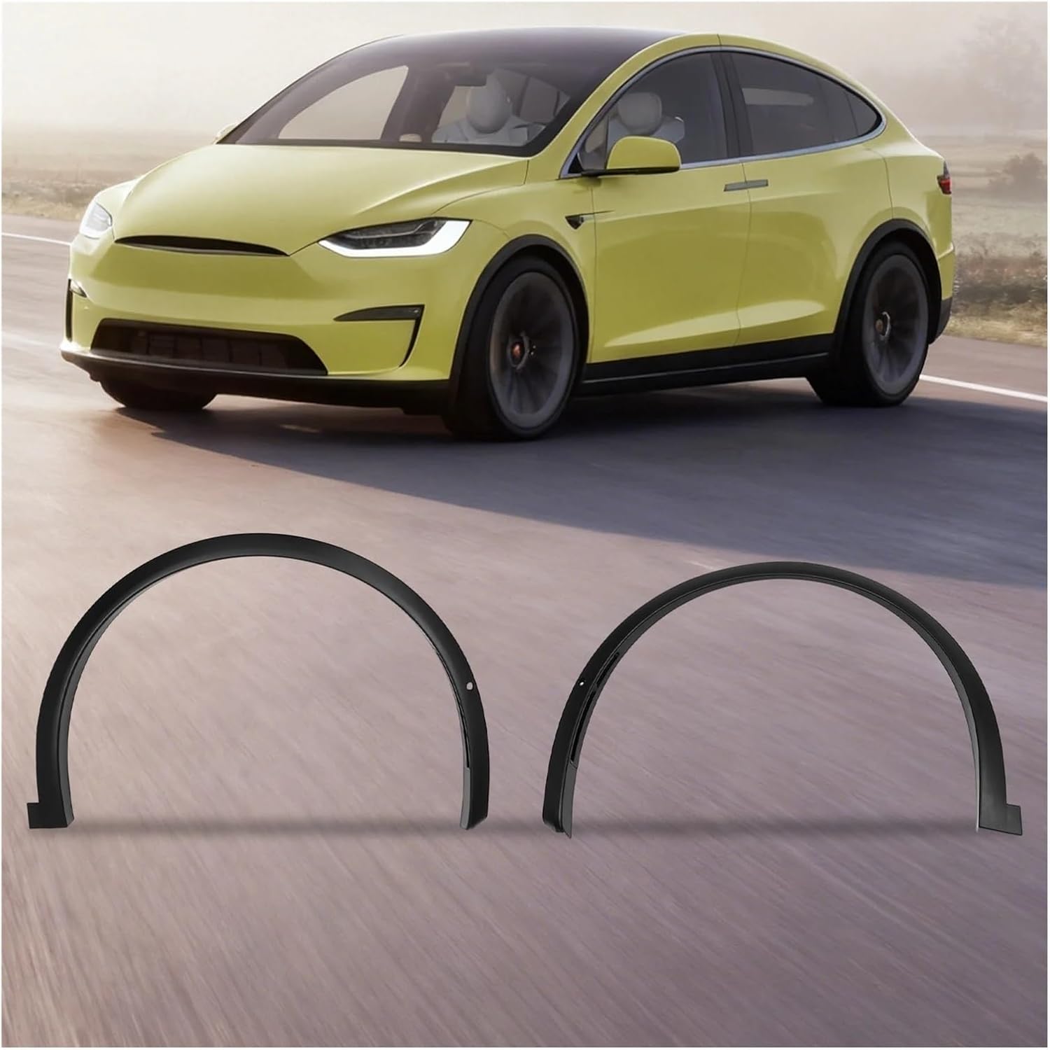 Pair Compatible With 2016-2021 Tesla Model X, Front Right & Left Fender Replacement Set, ABS Plastic Flares Wheel Arch Trim