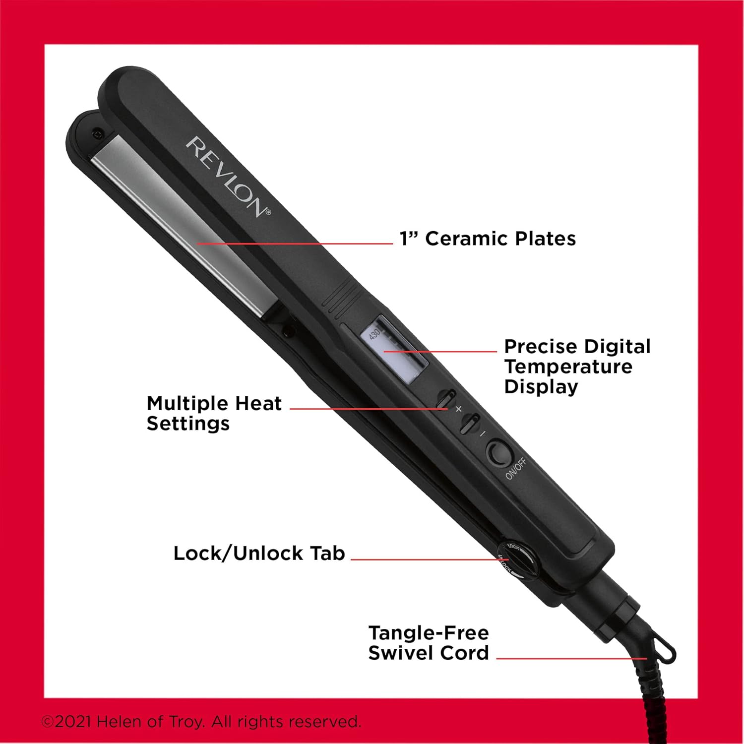 REVLON Perfect Heat Ceramic Digital Flat Iron, 1 inch - Image 4
