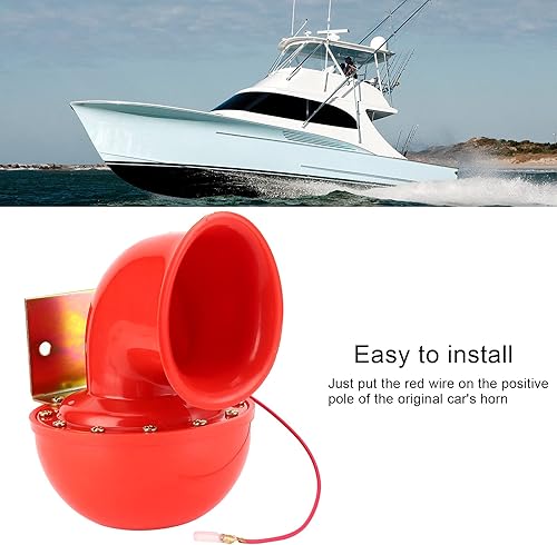Miniatura 3 de Yctze Bocina de aire de 300 dB, bocina de aire eléctrica universal roja de 12 V 84 W para vehículo todoterreno, camión, barco, ATV UTV