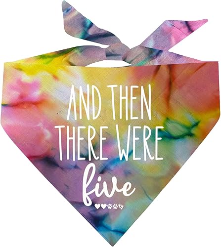 Miniatura 1 de y luego había cinco (2 patas) Bandana para perro con anuncio de bebé (Rainbow Scrunch, OS 627)