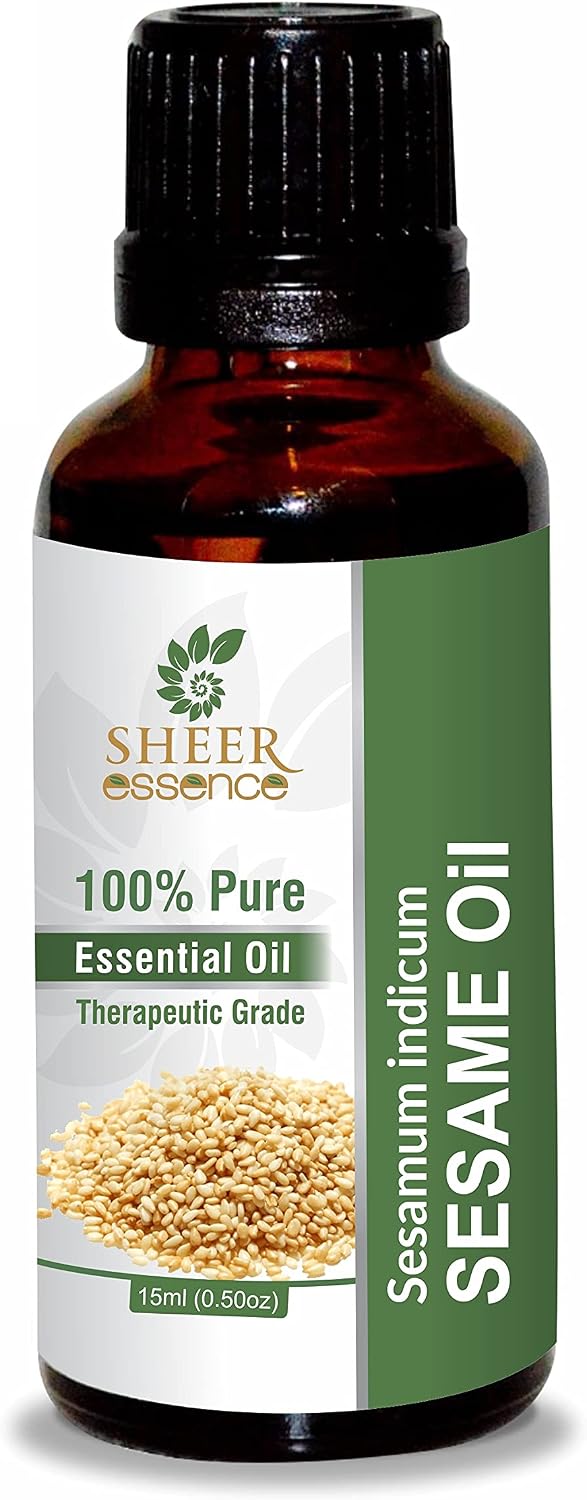 Sesame Oil 15 ML (0.51 Fl.OZ) | 100% Pure Natural Undiluted Uncut Therapeutic Grade Sesamum Indicum Carrier Oil