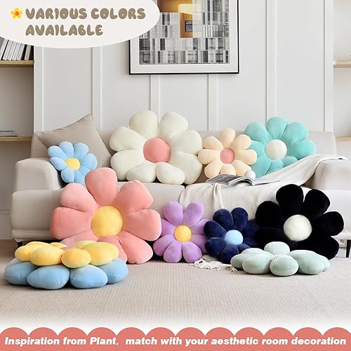 Miniatura 4 de ZAKUN Almohada en forma de flor, cojín de margarita, almohada estética de flores de margarita, bonito cojín de asiento de flores, almohadas