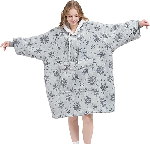 Miniatura 16 de Qeils Manta con Capucha Portátil para Mujeres, Cómoda Sudadera Sherpa como Regalo de Cumpleaños y Navidad, Chaqueta de Gran Tamaño con Capucha