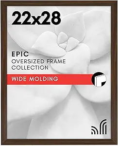 Americanflat 22x28 Poster Frame with Polished Plexiglass - Wide Picture Frames Made of Engineered Wood for Vertical or Horizontal Wall Display - Epic Collection - Walnut