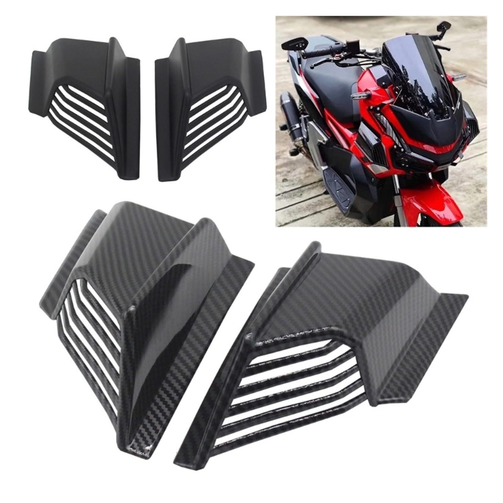 Motorcycle Fairing Side Wings Professional Motorcycle Winglets ABS Wing Spoiler Universal Modification Accessory Fitting ADV160 Motorcycle Wing Spoiler(Black)
