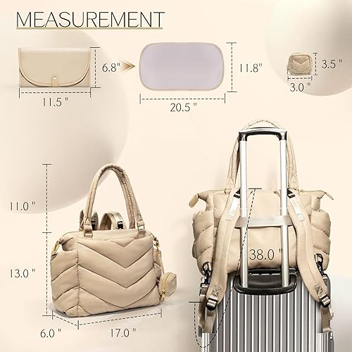 Miniatura 6 de Bolsa de pañales, mochila para pañales, bolsa de mano acolchada con funda para chupete, ligera mamá para hospital, hinchada con 10 bolsillos, bebé